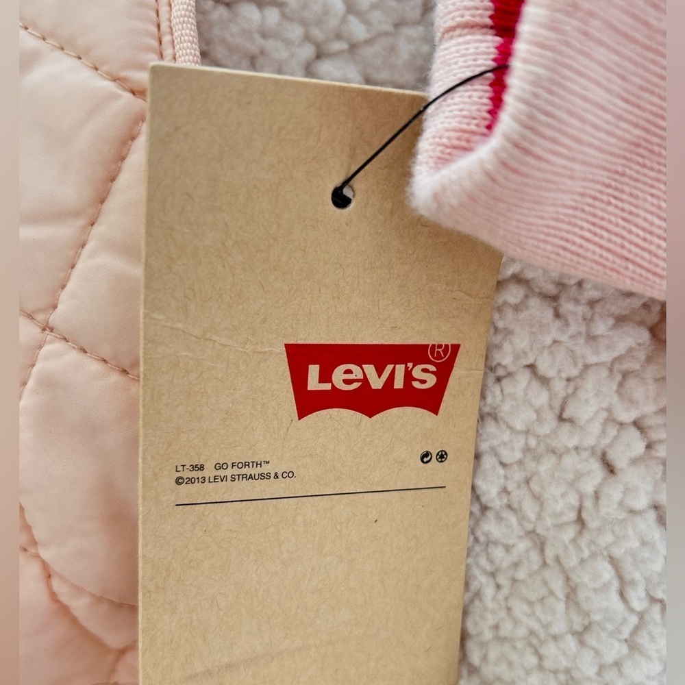 Levi’s Bomber Diamond Quilted Jacket Peach/Pink Size 4X Sherpa Faux Fur NEW - Picture 7 of 10